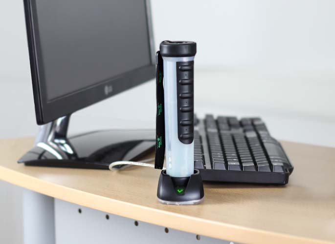 Auslesestation guardTrans mit Guardix auf Tisch