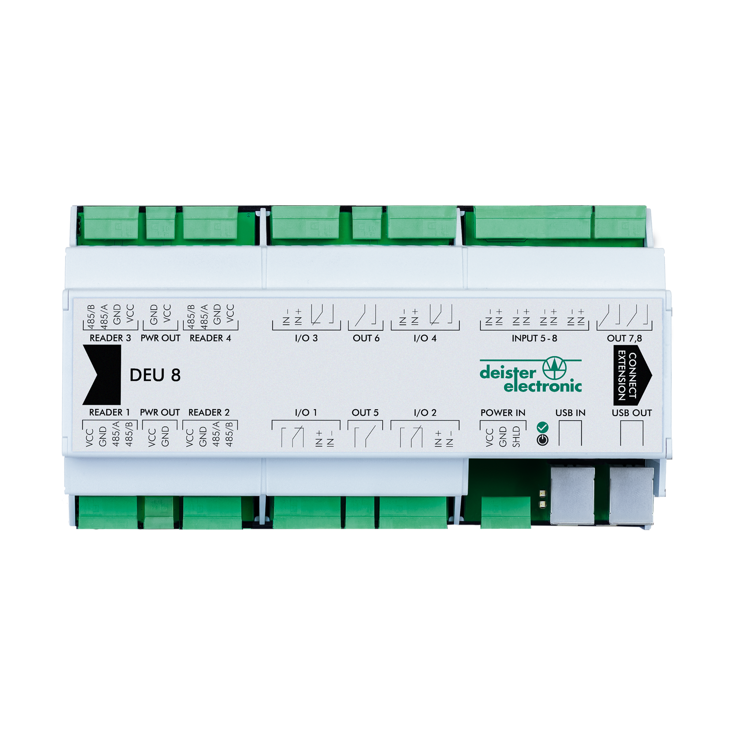 DEU8 4-8 Türerweiterungseinheit, DIN-Schiene
RS485 zu Controller, funktioniert mit OCU8 und STC1
