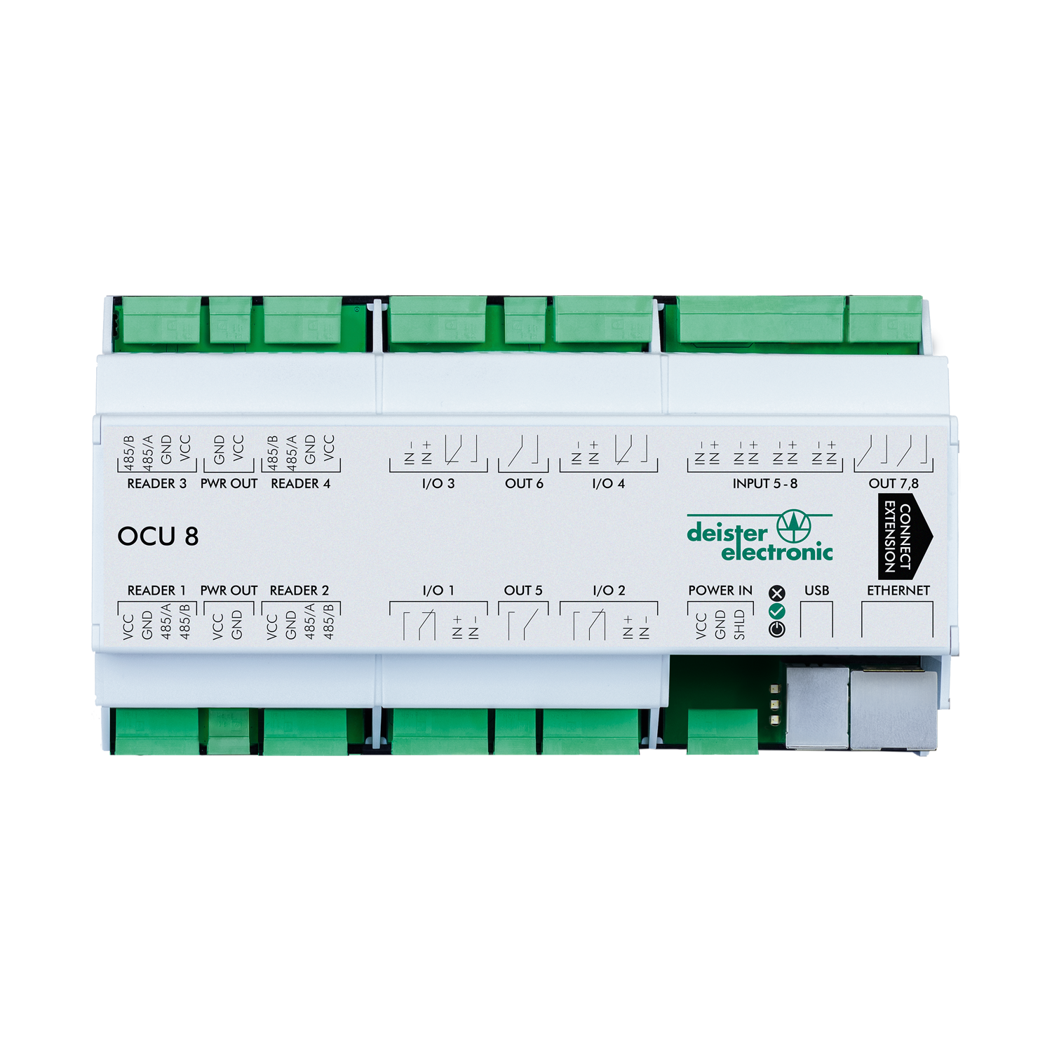 OCU8 4-8 Tür-Controller, DIN-Schiene
TCP/IP mit externer Stromversorgung (nicht enthalten)
