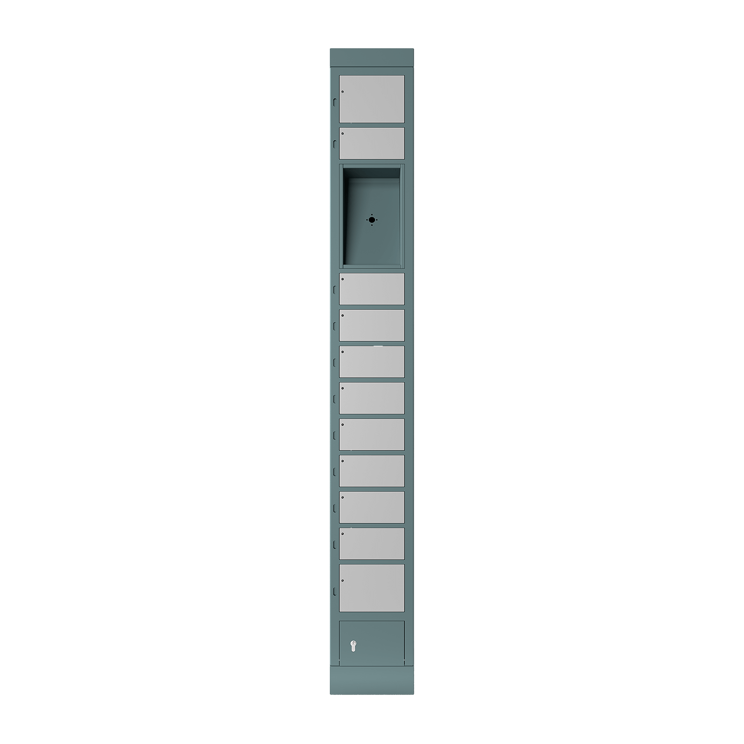 locker Fachanlage, Größe S, mit 11 Fächern und Platz für ein Bedienterminal